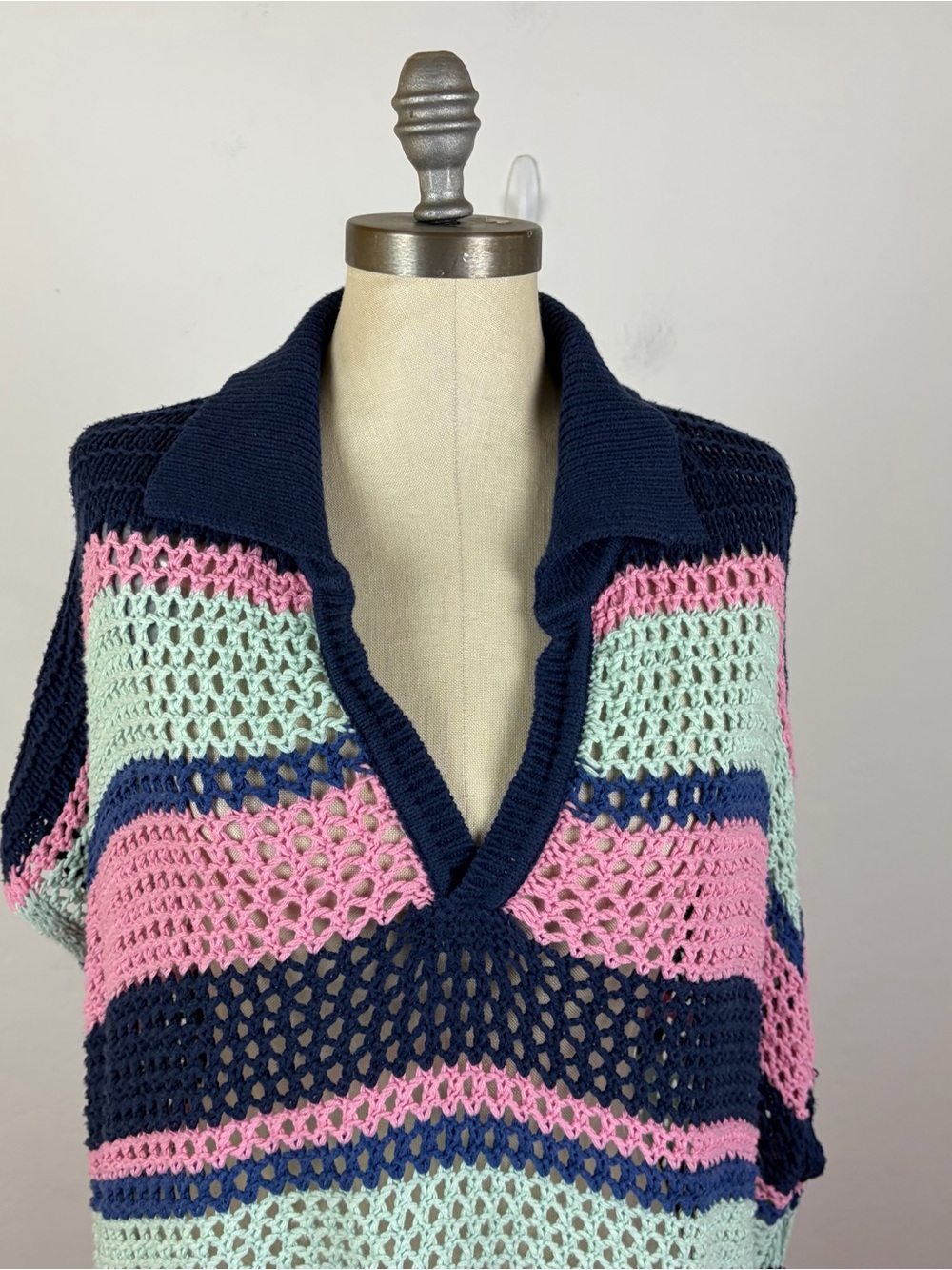 Free People Bayside Stripe Crochet Poncho - Picture 4 of 7
